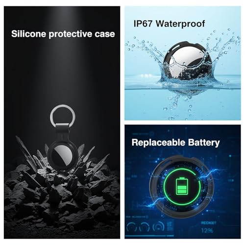 4 Pack Smart Tracker Tags Item Finder [Apple MFi Certified] Works with Apple Find My (iOS Only) Air Bluetooth Tag with Waterproof Replaceable Battery Worldwide Tracking for Key Wallet Bag Luggage Pets