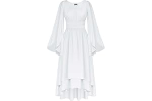 Scarlet Darkness Women Renaissance Costume Split Bell Sleeve Double Layered High Low Dress