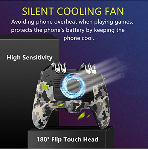 image for popman Mobile Game Controller 4 Trigger with Cooling Fan for PUBG/Call