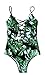 Sondiborn Swimwear Women's One Piece Criss Bandage Swimsuit Solid Color Floral Print Monokini (S, Print in Green)
