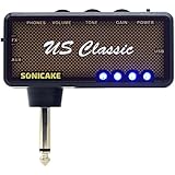 SONICAKE Guitar Headphone Amp Plug-In US Classic w/h Chorus &amp; Reverb Effects &amp; Vintage Overdrive Tone (USB Chargable, Fit on Strat)