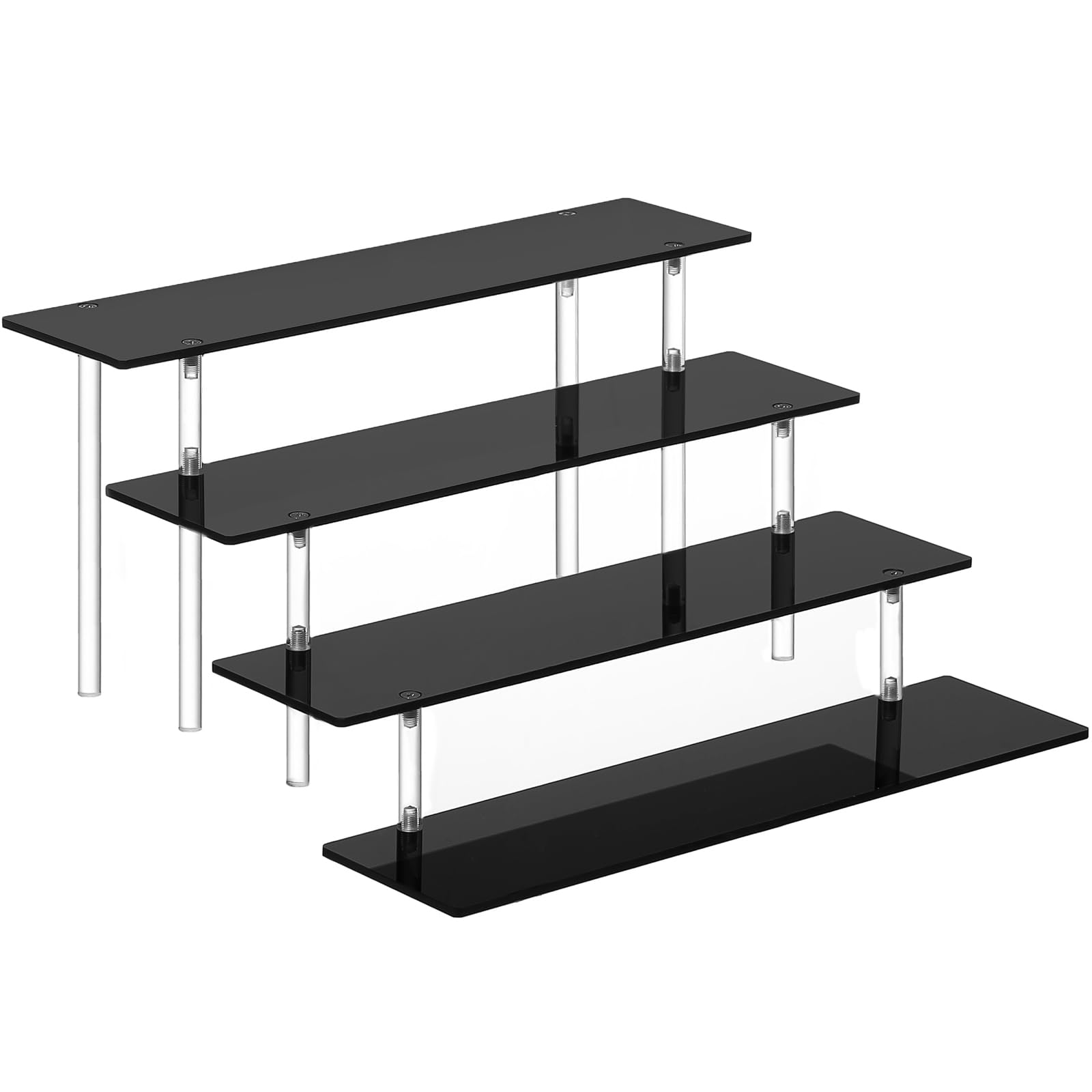 Photo 1 of HENABLE 4 Tier Perfume Organizer Stand, Acrylic Risers Display Stands, Display Risers, Perfume Shelf Dessert Display for Party, Figure Stand Funko POP Shelves, Black Cupcake Stand Holder