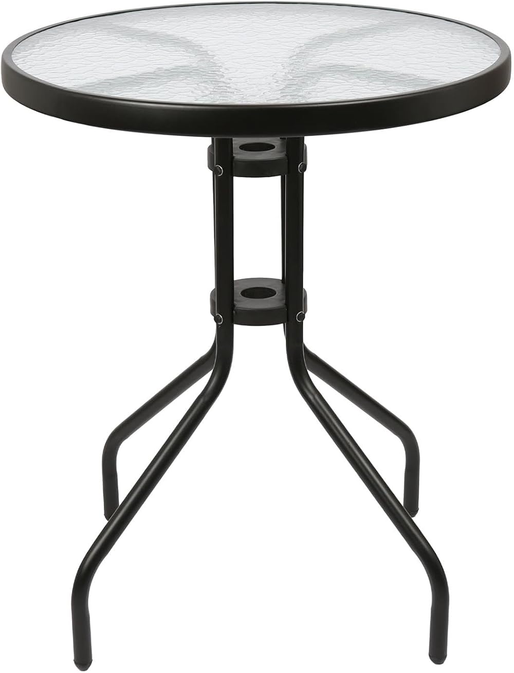 Harbour Housewares Round Glass Top Garden Table 60x60cm Black Frame