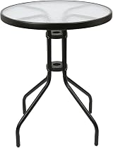 Harbour Housewares Round Glass Top Garden Table 60x60cm Black Frame