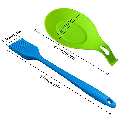 YuCool 5 Pack Silicone Basting Brush, Pastry&Basting Oil Brush with 2 Rest for BBQ,Turkey Baster,Cake,Barbecue Utensil,Grilling,Marinating-5 Colors - Thumbnail 3
