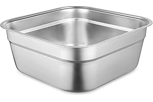 yeesport Stainless Steel Washing Up Bowl, Multi-Purpose Dish Tub for Sink, Large Square Container for Kitchen, Vegetable Washing Basin, Durable Dishpan for Home