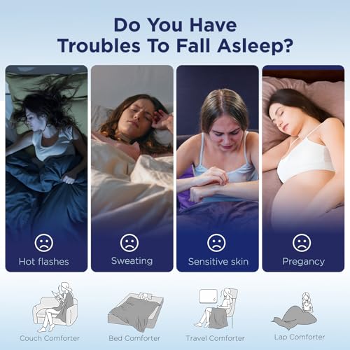 Luxear Cooling Blanket Summer Breathable Blanket with Arc-Chill Q-MAX 0.5 - Lightweight Duvet Cooling Blanket for Hot Nights - 200 x 220 cm, Blue