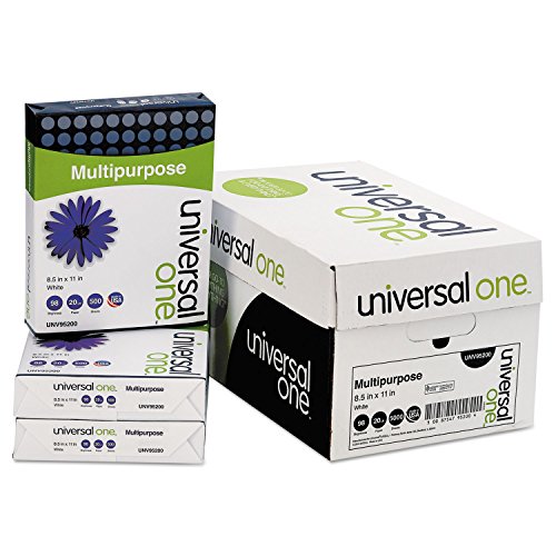 Universal 95200 Multipurpose Paper, 98 Brightness, 20lb, 8-1/2 x 11, Bright White, 5000 Shts/Ctn