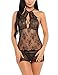 Avidlove Women Babydoll Lingerie Lace Chemise Halter Nightwear Teddy Dress Black XL
