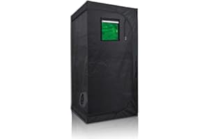 BloomGrow Hydroponic 32''x32''x63'' 600D High Reflective Mylar Water-Resistant Indoor Grow Tent Dark Room with Removable Floor Tray w/ Observation Window Metal Corner for Indoor Seedling Plant Growing