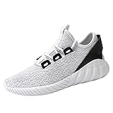 Hetohec Sport Baseball Shoes Knitted Fashion Outdoor Sneakers Lightweight Gym Athletic Shoe Men Trail Workout(1266White46)