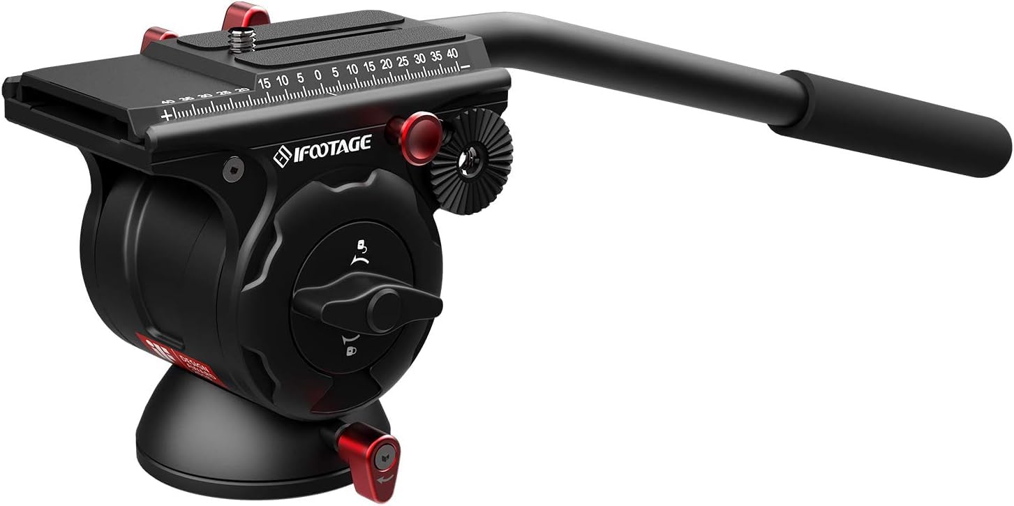 IFOOTAGE Tripod Video Head Komodo K5, Fluid Drag Pan Head with Smooth Pan and Tilt, Payload 5kg, Compatible with Compact Video Cameras and DSLR Cameras