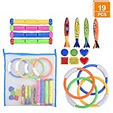 LinkBro [19 Pack] Diving Toys Set with Net Bag, Pool Toys for Kids & Swim Toys, Great Gifts &Toys for Boys and Girls, Ages 3, 4, 5, 6, 7, 8, 9, 10, 11, 12