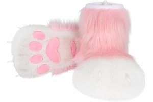 HAOAN Furry Animal Paw Slippers Fuzzy Boots Cat Fox Wolf Bear Claw Shoes Halloween Cosplay Costume Accessories
