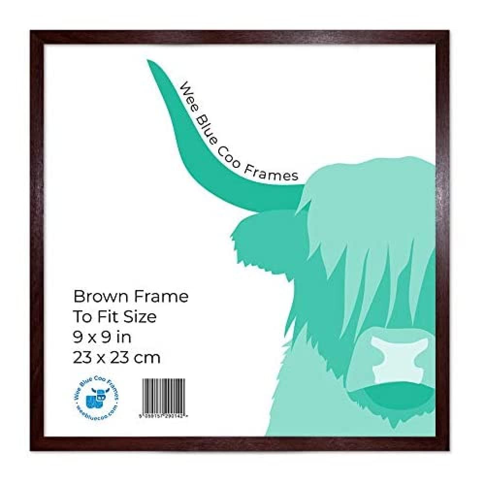 Wee Blue Coo 9x9 Brown Wooden Picture Frame 9 x 9 Inch (22.86 x 22.86cm) Picture Framing Glass Photo Frame