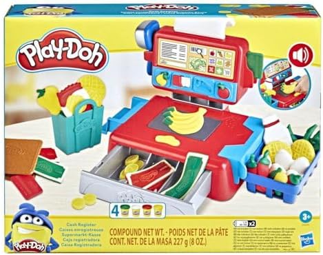 Caja registradora de Juguete para niños de 3 años en adelante con Divertidos Sonidos, Accesorios de Comida y 4 Colores no tóxicos (Hasbro 0)