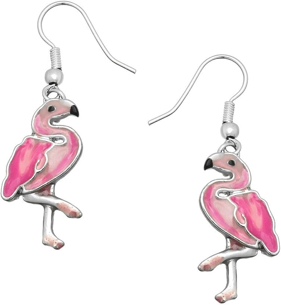 Liavy's Pink Flamingo Fashionable Earrings Enamel Fish