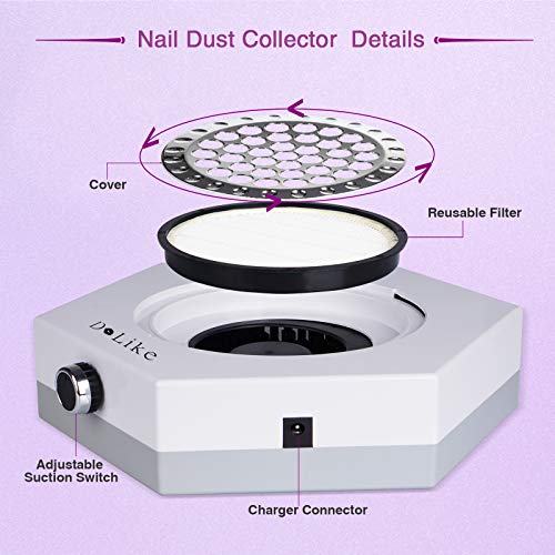 80W Nail Dust Collector Vacuum Machine Powerful Dust Collector