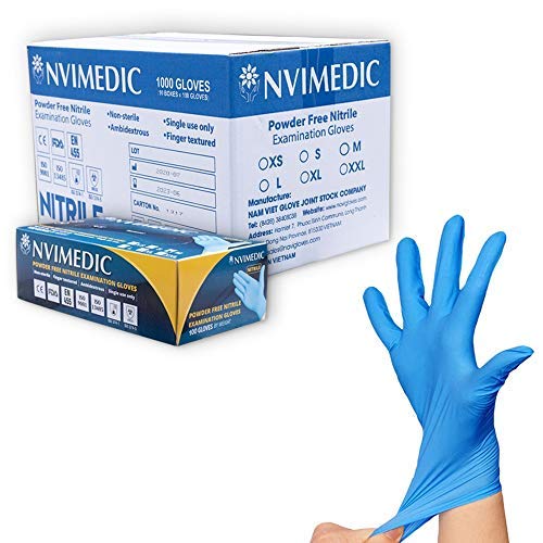 NVIMEDIC Nitrile Gloves Disposable Exam Gloves Latex & Powder Free 4 Mil Thick Extra