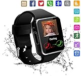 Smart Watch Kkcite Touch Screen Sweatproof Bluetooth Smartwatch Phone with SIM 2G GSM for Samsung Nexus6 HTC Sony and Android Smartphones Support Sleep Monitor, Push Message for Men Women Kids
