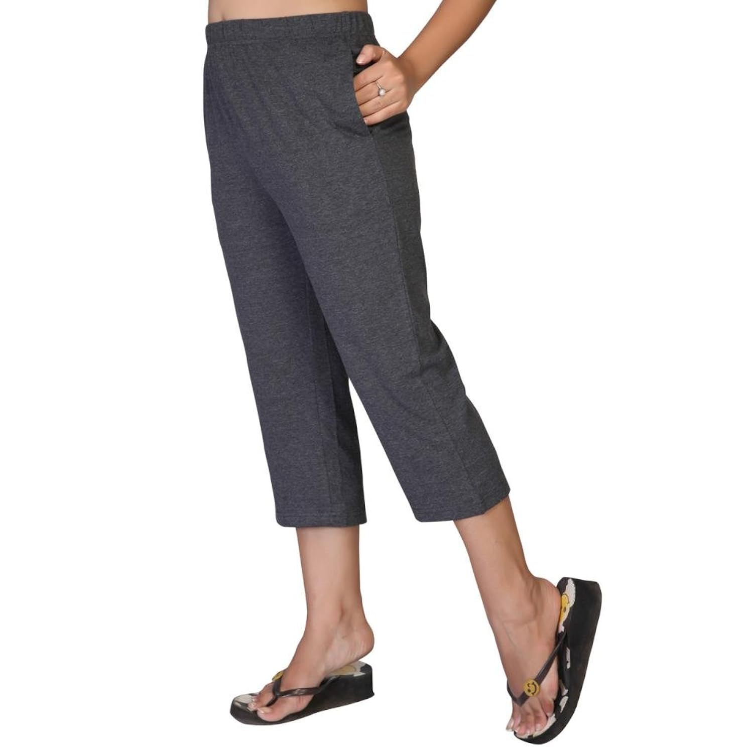 clifton women's solid capri - charcoal melange