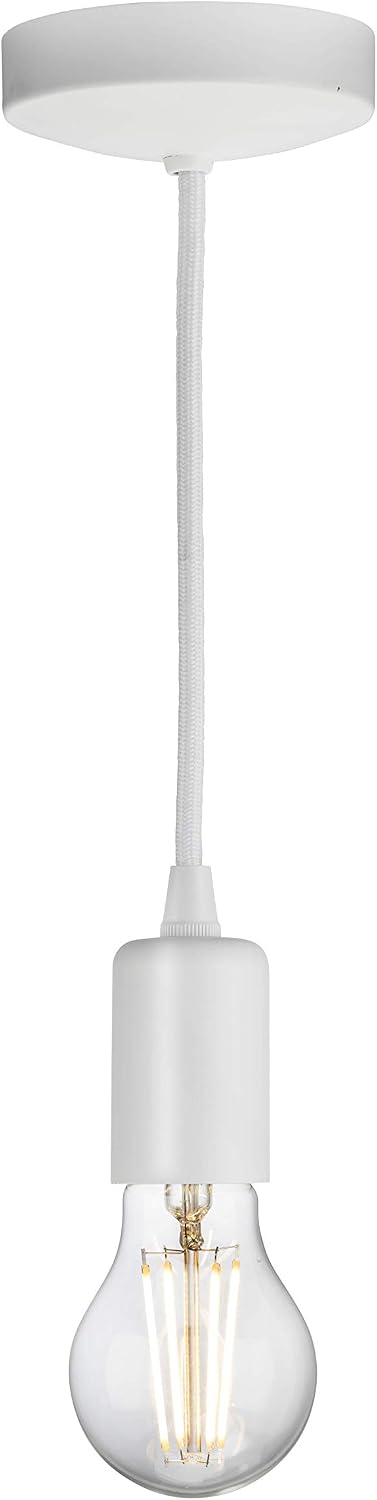 Knightsbridge 6 Inch E27 Contemporary Pendant Set in Matt White, 150mm - Image 4