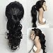 Fyonas Long Loose Wave Synthetic Lace Front Wigs Glueless Heat Resistant Wig for Women Natural Looking Right Side Parting Replacement Wig #1b Color
