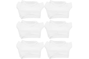 FAVOMOTO 6 Pieces White Doll Tshirts Small Animal Bear Doll Clothes Basic T-Shirt Short-Sleeved for 4-18 Inch Stuffed Bears D
