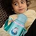 Unicorn Water Bottle with Straw for Kids, Cute Toddler Stainless Steel Thermos Cup with Carrier Holder Shoulder Strap and Spare Cover Lid, Insulated Leakproof BPA Free Flip Lid (18.6 oz Blue)