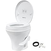 SEAFLO RV Toilet &ndash; 18.4" Residential Height, Gravity Flush Foot Pedal, 4-Year Warranty, Fits Most RVs (9.5" Rough-In), Soft Close Seat, 2-Bolt Mount, for Camper Travel Trailer Motorhome SFRTPH-01-01