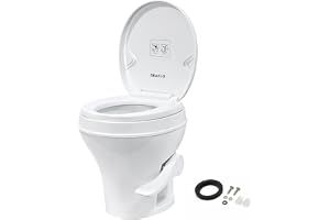 SEAFLO RV Toilet – 18.4" Residential Height, Gravity Flush Foot Pedal, 4-Year Warranty, Fits Most RVs (9.5" Rough-In), Soft Close Seat, 2-Bolt Mount, for Camper Travel Trailer Motorhome SFRTPH-01-01