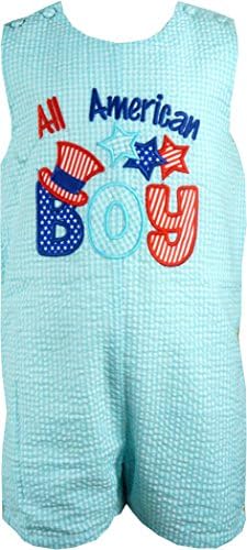 AngelineBaby Toddler Boys 4th of July Independence Day Shortall Jon Jon Romper