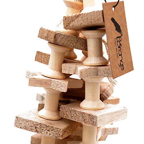 Borange Parrot Toys Bird Chewing Perch Colorful Wood Bite Stand Hanging Cages for Pet Birds Conure Macaw Cockatiel Cockatoo Decorative Accessories (Wood) - Thumbnail 2