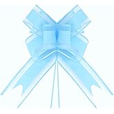 Blue Bows for Gift Wrapping 6 Inch Pull Bows 12 PCS for Gift Baskets, Flower Bouquet, Paper, Gift Bag, Box, Baby Showers, Hanukkah
