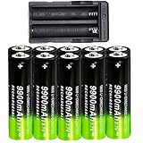 10pcs 9900mAh Powerful 18650 Rechargeable Battery 3.7v Li-ion For Flashlight Headlamp+1pcs Batteries Charger
