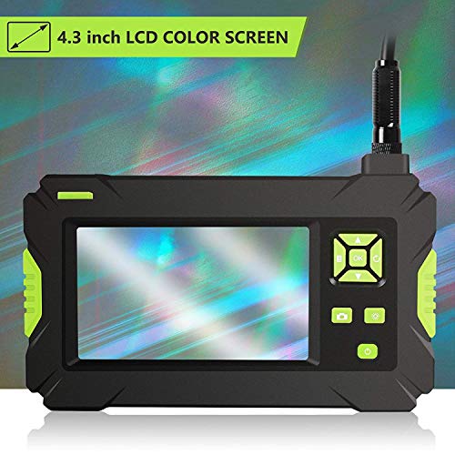 HAWKFOCE Industrial Endoscope, 4.3inch Dual Power Supply Endoscope Camera HD 1080P IP67 Waterproof Inspection Camera with Telescopic Stick/16.4ft Cable/Card Reader/Accessories.