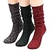 Galsang Women's Socks Thick Knit Wool Thermal Casual Crew Socks,Cozy Warm Slouch Cotton Knit Calf Socks Gift For Women,#K809 (solid A156)