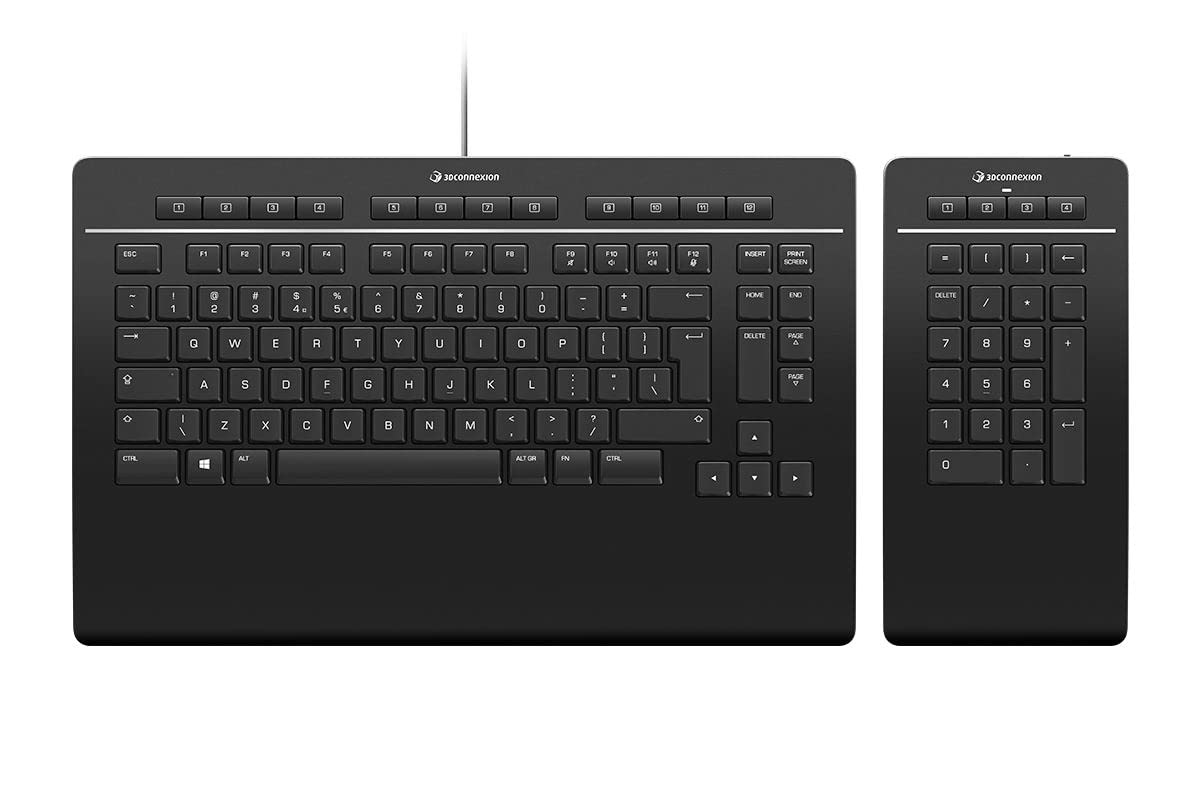 3Dconnexion Keyboard Pro with Numpad - Keyboard and numeric pad set - USB - QWERTY - UK