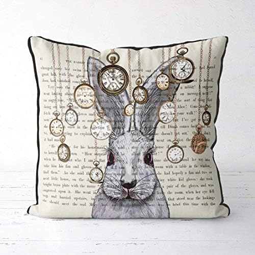 saletopk Alice in Wonderland Gifts White Rabbit Pillow White Rabbit Cushion Alice in Wonderland Decor Bunny Gift for Rabbit Lover Rabbit Throw Pillow