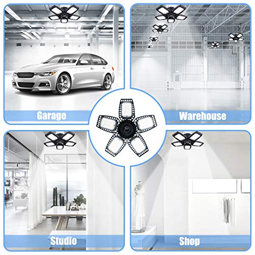 LED Garage Light, Truly 100W LED Garage Lights with 5 Ajustable Panels, 10000LM Deformable Garage LED Light, LED Shop Light for Garage Barn and Shop