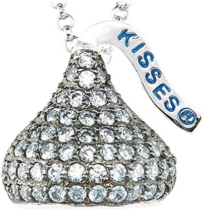 Roxx Fine Jewerly Hershey's Kisses June Light Blue Birthstone 10 X 13mm Sterling Silver Flat Back 18" Necklace 85212 (Blue)