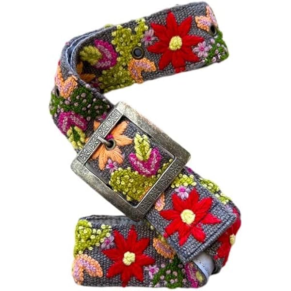 Handmade Embroidered Floral Wool Belt Fair Trade Women\'s Accessory Jenny Krauss | Fair Trade Embroidered Belts + Accessories main image 4