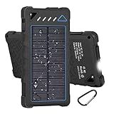 Hobest Solar Charger 10000mAh,Waterproof Outdoor Solar Power Bank with LED Flashlight,Dual USB Portable Charger Solar for Smartphones,GoPro Camera,GPS and Emergency Travel