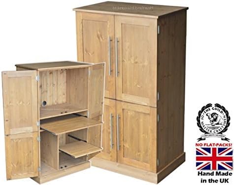 Solid Pine Desk, 4 Door Computer Workstation, Hideaway, Hidden home office Cabinet, Bureau. Choice of Colours. No flat packs, No assembly (WS4D5) by Heartland Interiors Ltd