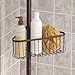 iDesign York Metal Wire Tension Rod Corner Shower Caddy, Adjustable 5'-9' Pole and Baskets for Shampoo, Conditioner, Soap with Hooks for Razors, Towels, Bronze