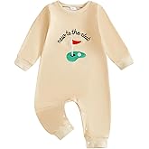 allshope Newborn Baby Boy Fall Outfit Romper Golf Court Embroidery Long Sleeve Jumpsuit Bodysuit Cute Infant Clothes