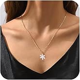 Andelaisi Boho Snow Choker Necklace Gold Snowflake Necklace Choker Vintage Winter Snow Pendant Necklace Minimalist Snow Flower Necklace Chain Jewelry for Women