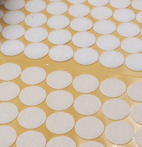 Vkey 1000pcs 500 Pairs 2cm Diameter Adhesive Sticky Back Coins Hook Loop Self Adhesive Dots Tapes Magic Sticky White