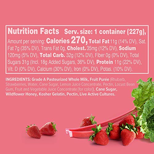 noosa Yoghurt, Strawberry Rhubarb, 8 oz, Whole Milk Yogurt, GradeA Pasteurized, Gluten Free