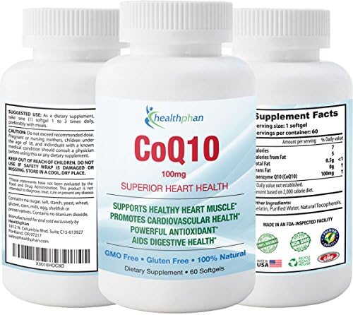 CoQ10 Softgels for Cardiovascular Health. All Natural and Non-GMO for a Healthy Heart, Brain, Digestive System, Blood Pressure and Immunity. Made in the USA